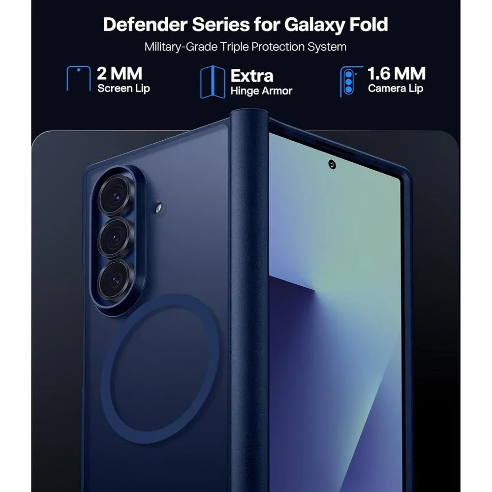 Magnetic Shockproof case for Samsung Galaxy Z Fold 7 hinge protection Blue